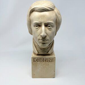 Vintage Alexander Backer Frederick CHOPIN Chalkware Sculpted Bust 10.5"